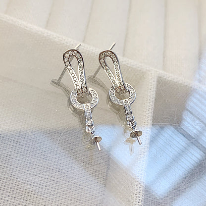 Fashion S925 Sterling Silver Cubic Zirconia Dangle Pearl Earring Mounting - Feliz Pearl 