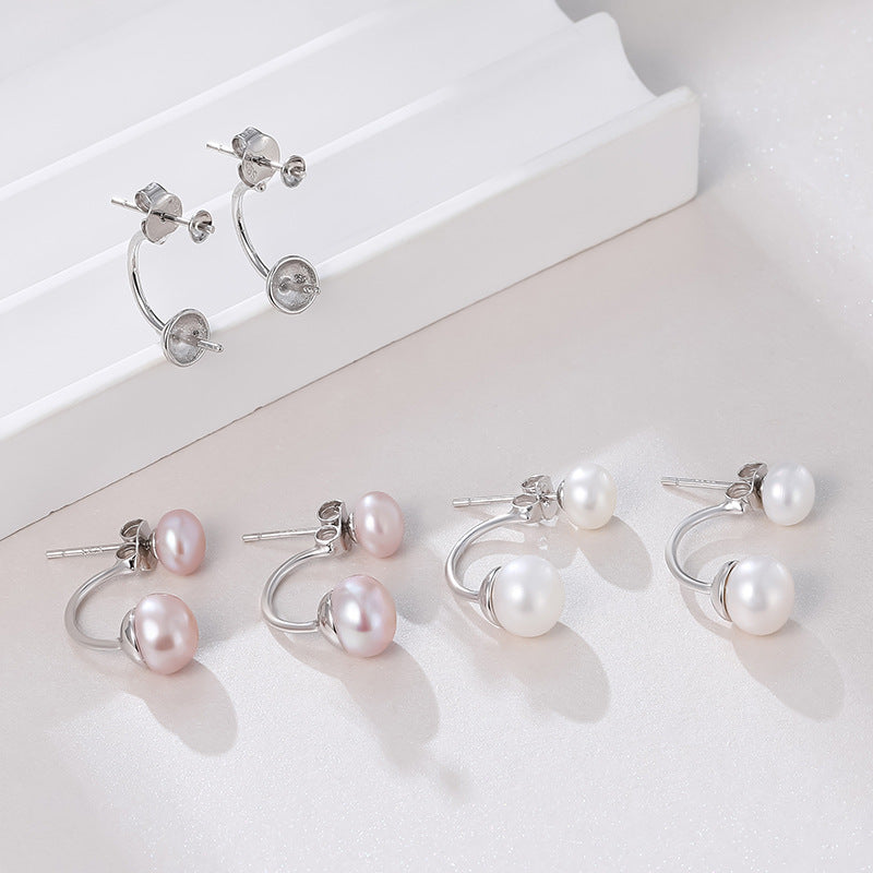 Classic S925 Sterling Silver Pearl Earring Setting for 2 Pearls - Feliz Pearl 