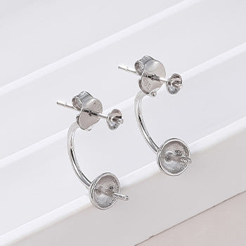 Classic S925 Sterling Silver Pearl Earring Setting for 2 Pearls - Feliz Pearl 