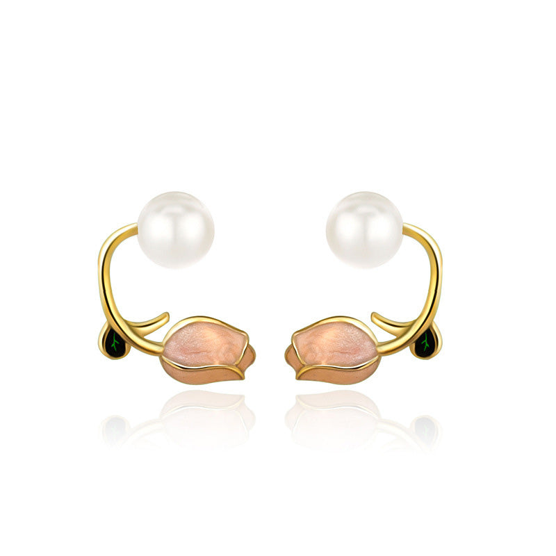 Lovely Tulip Pearl Earring Settings-Jewelry DIY Setting Supplier - Feliz Pearl 