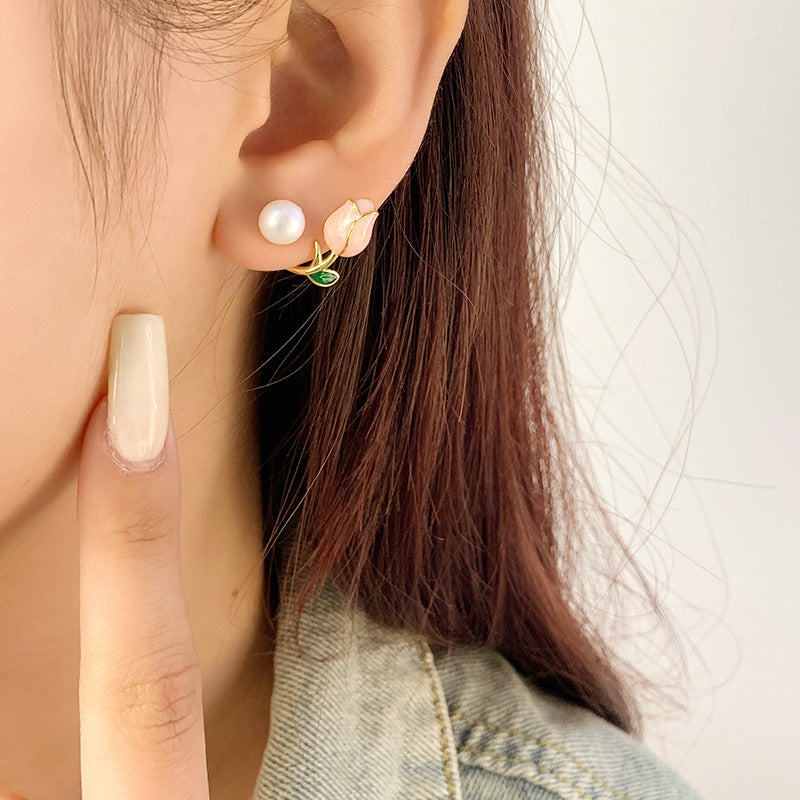 Lovely Tulip Pearl Earring Settings-Jewelry DIY Setting Supplier - Feliz Pearl 