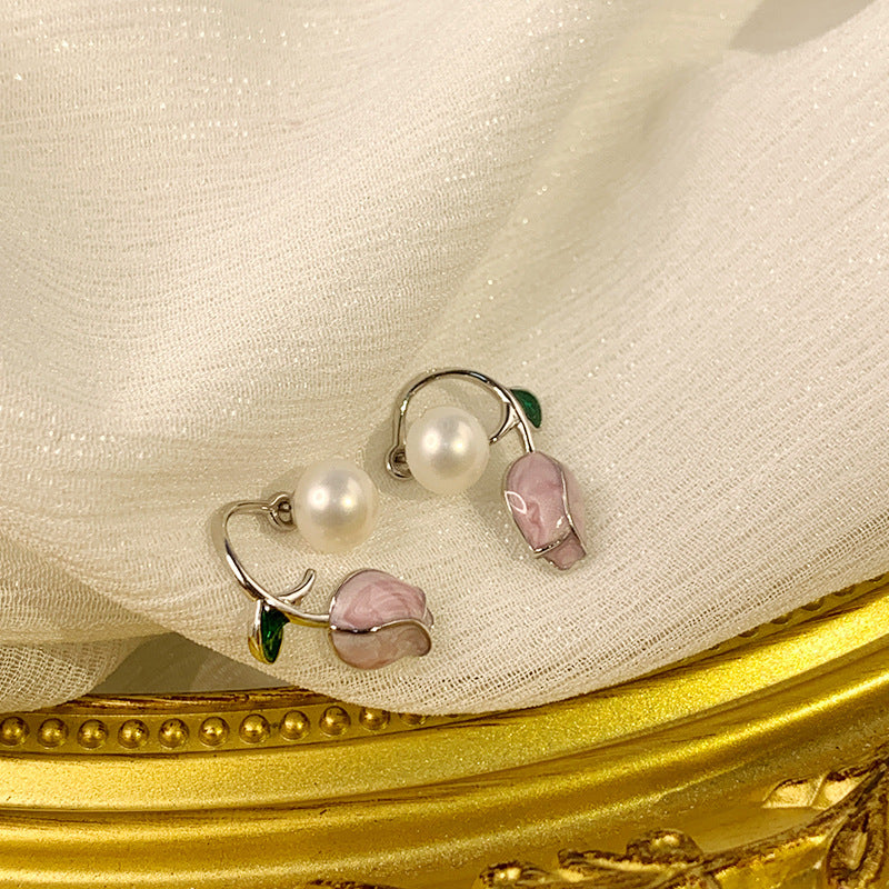 Lovely Tulip Pearl Earring Settings-Jewelry DIY Setting Supplier - Feliz Pearl 