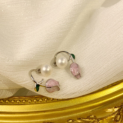 Lovely Tulip Pearl Earring Settings-Jewelry DIY Setting Supplier - Feliz Pearl 