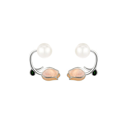 Lovely Tulip Pearl Earring Settings-Jewelry DIY Setting Supplier - Feliz Pearl 