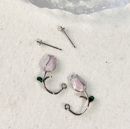 Lovely Tulip Pearl Earring Settings-Jewelry DIY Setting Supplier - Feliz Pearl 