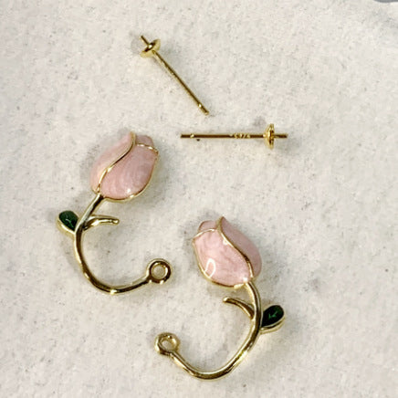 Lovely Tulip Pearl Earring Settings-Jewelry DIY Setting Supplier - Feliz Pearl 